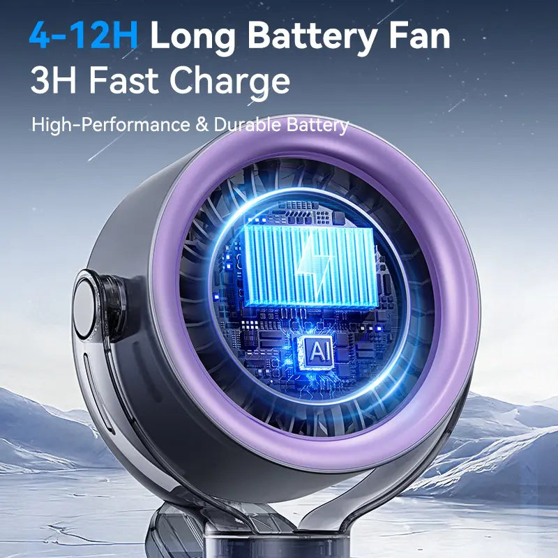 4000mAh Rechargeable Clip-On Fan – 100 Speeds, 360° Rotation & LED Display