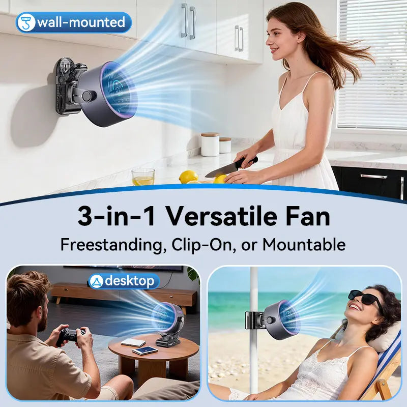 4000mAh Rechargeable Clip-On Fan – 100 Speeds, 360° Rotation & LED Display